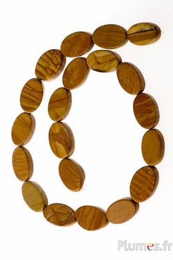 Perles en jaspe paysage - long. 14 mm, trou 1 mm - brun miel